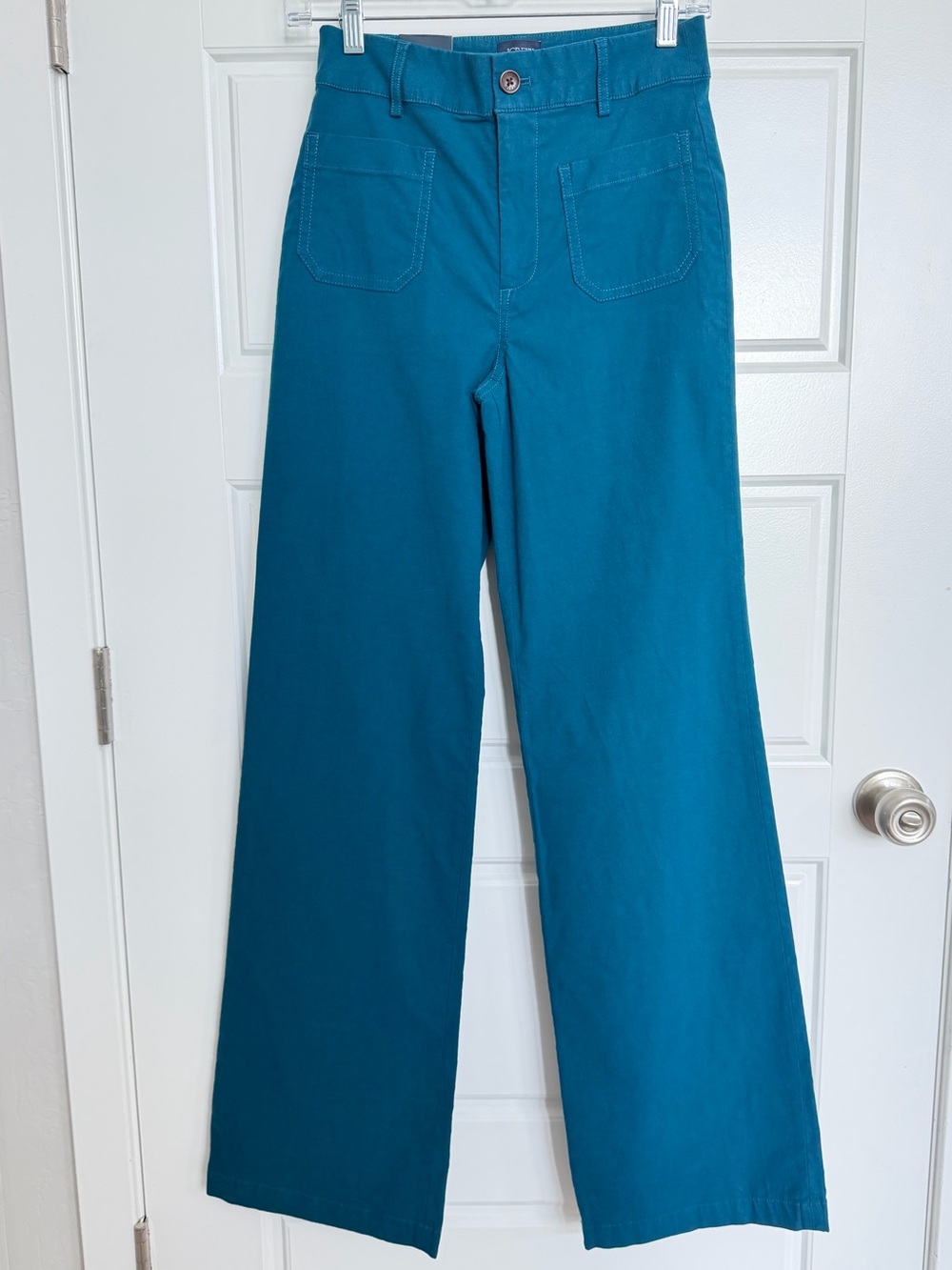 J.Crew Factory Lizzie Pant 24T Tall Wide Leg Linen Blend Pants Blue NWT
